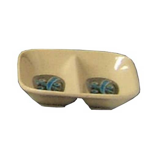 Yanco Japanese Melamine Rectangular Two Compartments Divided Sauce Dish, 3 1/2 inch Length -- 72 per case.