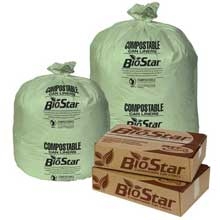 Pitt Plastics BioStar Compostable 40 x 46 1 Mil Green Perforated Can Liner Roll -- 100 per case.